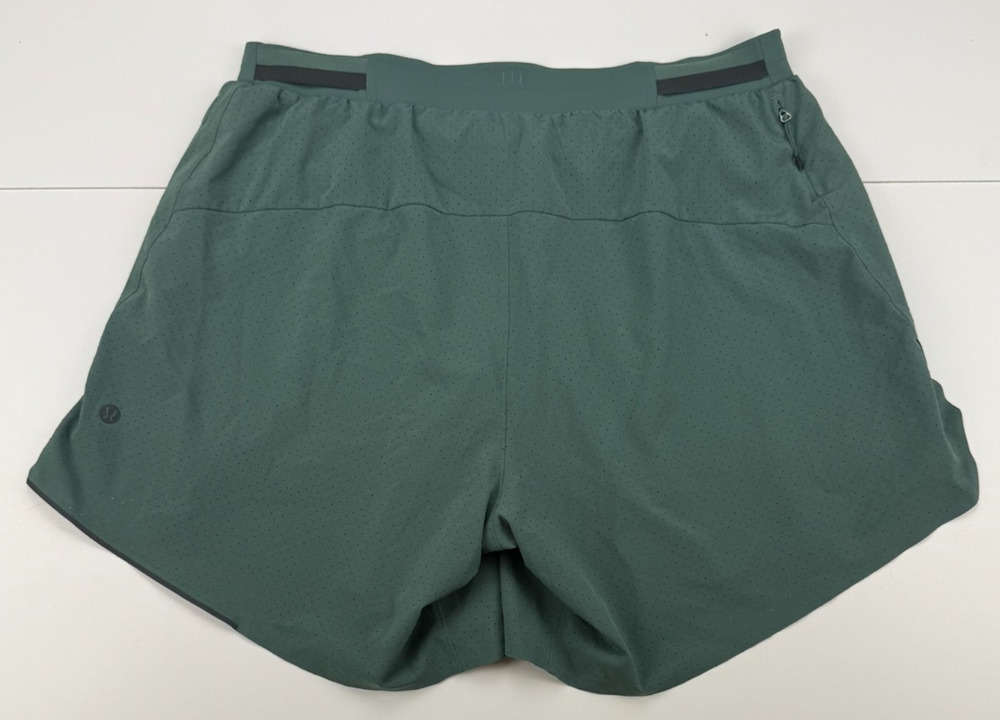 Lululemon Lab Mens Large L Green Perforated Lined Running Shorts Technical